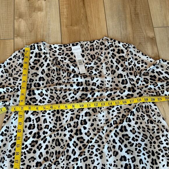 Chico's Womens 3/4 Sleeve asymmetrica Leopard/Cheetah Print Tunic Large (Size 2) - Picture 6 of 11